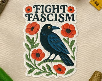 Fight Fascism Patch, Floral Protest Pro Democracy Social Justice Patches Applique for Hats Backpacks Jackets Gifts Jean Bag Shirt Clothes