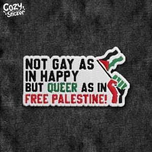 Queer As In Free Palestine Patch, Anti Capitalism Social Justice Immigration Embroidered Patches Patch Applique for Clothes Hats Backpacks