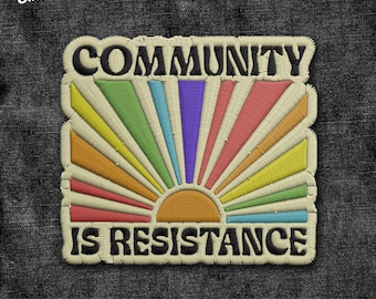 Community Is Resistance Patch LGBTQIA Trans Rights Embroidered Patches Transgender Patches Applique for Clothes Hats Backpacks Jackets