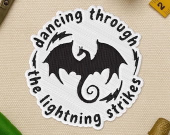 Dancing Through The Lightning Strikes Patch, Dragon Bookish Girl Era Music Inspired Embroidered Patch for Hat Backpack Jacket Gift Shirt Bag