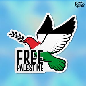 Free Palestine Sticker, Bird Political Anti Capitalism Liberal Leftist Immigration Rights Waterproof Vinyl Stickers Die-cut Laptop Gifts