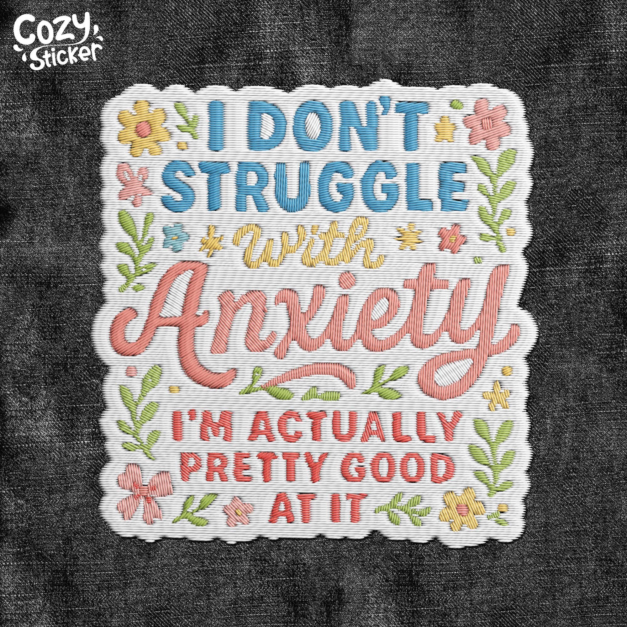 I Don't Struggle With Anxiety Patch, Coquette Mental Health Therapist Therapy Embroidered Patches Applique for Clothes Hat Backpack Clothing