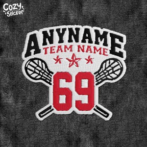 Lacrosse Patch, Custom Stick Ball Player, Personalized Sport Name, Customized Name Lacrosse Player Patch Applique for Clothes Hats Backpacks