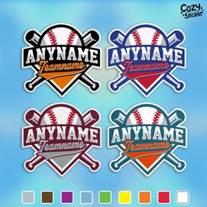 Custom Name Sticker Personalized Baseball Softball Team Name Number Sports Vinyl Sticker Laptop Decal Water Bottle Gifts for Her Him