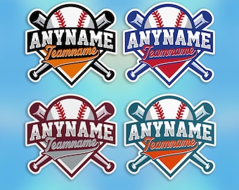 Custom Name Sticker Personalized Baseball Softball Team Name Number Sports Vinyl Sticker Laptop Decal Water Bottle Gifts for Her Him