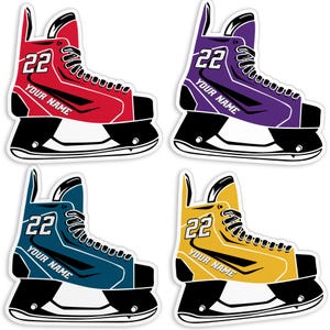 Custom Hockey Sticker, Personalized Hockey Skates Name Number Goalie Ice Hockey Vinyl Sticker Laptop Water Bottle Stickers Gifts for Her Him