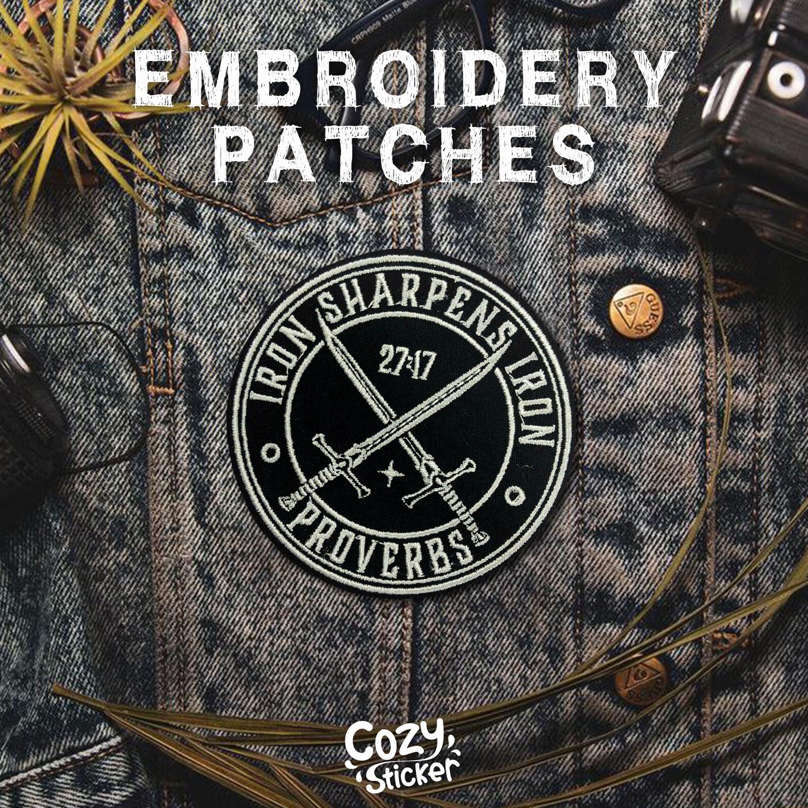 Iron Sharpens Iron Patch Proverbs 2717 Embroidered Patches, Bible ...