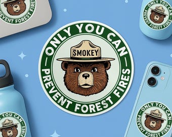 Only You Can Prevent Forest Fires Sticker, Resist Bear Protect National Parks Save Wildlife Waterproof Vinyl Stickers Die-cut Laptop Gifts