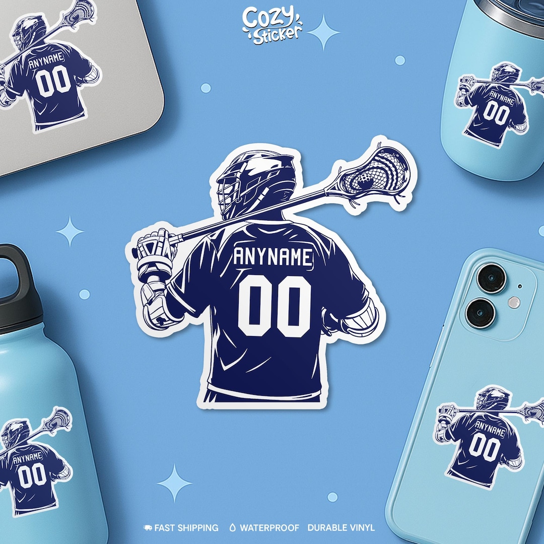 Custom Lacrosse Player Sticker, Personalized Lacrosse Player Name Decal ...