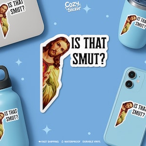 Peeking Jesus Sticker, Kindle Bookish Stickers, Smut Romance Booktok Book Lover Waterproof Vinyl Stickers Die-cut Laptop Gifts