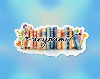 Pegatina personalizada con nombre de fila de libros, pegatinas personalizadas con nombre de libros, pegatinas troqueladas de vinilo impermeables para amantes de los lectores Kindle, regalos para profesores