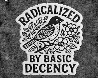 Radicalized by Basic Decency Patch, Protest Democracy Human Rights Embroidered Patch Applique for Hats Backpacks Jackets Gifts for Her Him