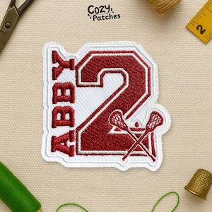 Custom Initial Name Lacrosse Patch Player Name Personalized Embroidered Patches Lacrosse Number Patch Applique for Clothes Hats Backpacks