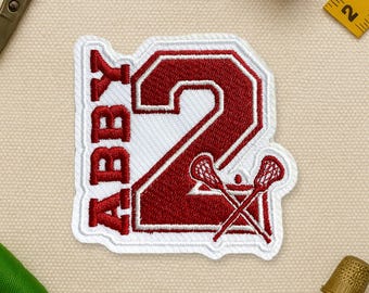 Custom Initial Name Lacrosse Patch Player Name Personalized Embroidered Patches Lacrosse Number Patch Applique for Clothes Hats Backpacks