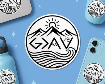 God Is Greater Than The Highs and Lows Sticker, Inspirational Christian Faith Bible Religious Waterproof Sticker for Laptop Water Bottle