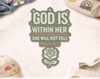 Dios está en su corazón, Salmo 46, 5 versículos bíblicos, fe, cita religiosa cristiana, parches bordados inspiradores, apliques para mochilas.