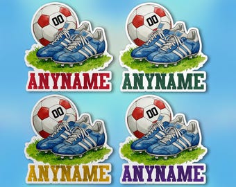 Custom Soccer Sticker, Personalized Soccer Sports Name Number, Team Sports Spirit Waterproof Vinyl Sticker Laptop Stickers Gifts for Her Him