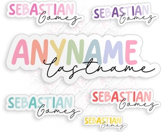 Personalized Custom Name Sticker First and Last Name Colorful Gifts for Kids Childs Girls Boys Vinyl Die-Cut Sticker, Laptop, Water Bottle
