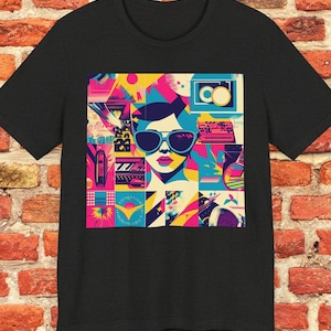 Retro-design T-shirt, shirt jaren 90 thema, uniseks grafisch T-shirt, uniek artistiek shirt, uniek ontwerp T-shirt, hipster modekleding, T-shirt popcultuur