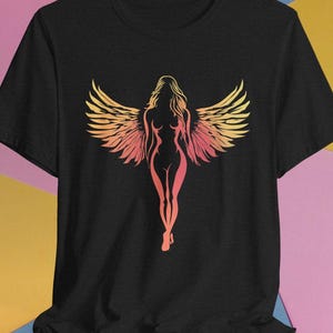 Angel Graphic T-Shirt,Minimal Angel Tee,Unique Beautiful Angel Shirt,Angel Girl T-Shirt,Creative Design Shirt,Color Graphic Tee,Trendy Shirt