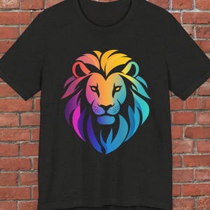 Lion Graphic T-Shirt,Unisex Tee,Wild Animal Print Shirt,Safari Theme Top,Lion Art T-Shirt,Colorful Animal Tee,Lion Logo Shirt,Lion Face Tee