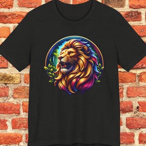 Lion Graphic T-Shirt,Shirt For Lion Lovers,Wild Animal Lover Tee,Wildlife Graphic Top,Animal Logo Shirt,Unique Lion Shirt,Unisex Graphic Tee