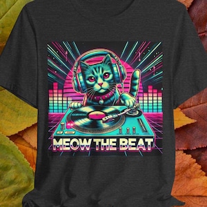 Cat Music T-Shirt,Unisex Tee,DJ Cat Shirt,Funny Animal T-Shirt,Music Lover Gift,Funny Cat Apparel,Funny Pet Shirt,Cool Graphic Cat T-Shirt