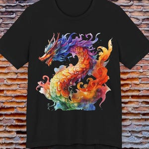 Colorful Chinese Dragon T-Shirt,Asian Dragon Tee,Dragon Design Shirt,Chinese Culture Top,Dragon Lover Gift,Dragon Art Tee,Fantasy Dragon Art