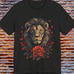 Elegant Lion Print T-Shirt,Beautiful Lion Graphic Tee,Unique T-Shirt,Unisex Lion Shirt,Unisex Graphic Tee,Unique Animal Art Shirt,Animal Tee