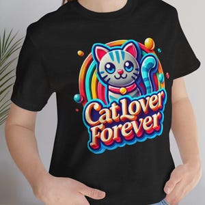 Cat Lover T-Shirt,Kitty Obsessed Top,Cat Owner Gift,Pet Lover Clothing,Cute Cat T-Shirt,Cat Art T-Shirt,Unique T-Shirt,Colorful Cat T-Shirt