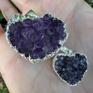 Amethyst Heart Pendants - Crystal Pendant- Silver Plated