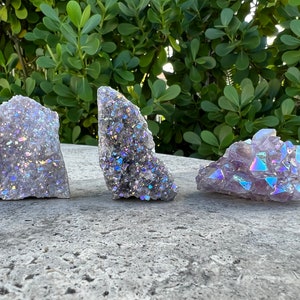 Amethyst Aura and Rainbow Aura clusters/Raw crystal clusters