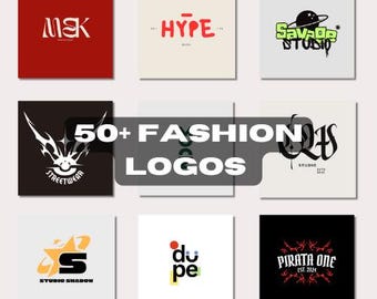 50+ UNIQUE LOGOS Clothing Brand/Shop/Studio | Customizable Business Logos & Branding Kit | Small Business Logo Design Bundle