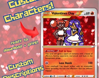 Valentine's Gift Pokemon Card, Custom Style, Pokemon Card as Valentine's Gift, Original Anniversary Card, Digital Poke Card
