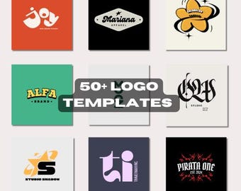 CUSTOM 50+ LOGO TEMPLATES Clothing Brand/Shop/Studio | Customizable Business Logos & Branding Kit | Small Business Logo Design Bundle