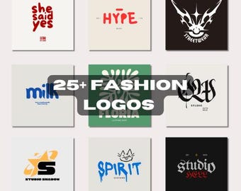 25+ UNIQUE LOGOS Clothing Brand/Shop/Studio | Customizable Business Logos & Branding Kit | Small Business Logo Design Bundle
