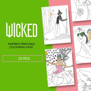 Wicked the musical printable coloring pages for kids | Wicked birthday party favors | Defying gravity party supplies | Wicked invitation