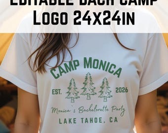 Mall för Camp Bachelorette-logotyp: Redigerbar Canva-design för brudläger (digital nedladdning av PNG)
