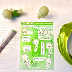 Smiski Sticker Sheet | relatable funny vinyl stationery journal