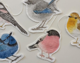 Handbemalte Vogel-Wandbehang - 100% Baumwolle Handgefertigte Vogel-Girlande für Kinderzimmer oder Wohnzimmer