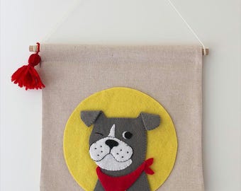 Boxer Hund Filz Wandbehang, Wanddekor zum Thema Hund