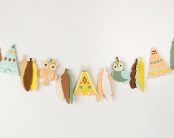 Filz Eulen Girlande: Tribal Wandbehang, Kinderzimmer Dekor