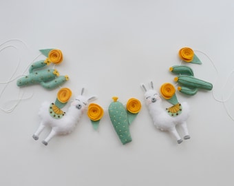 Filz Lama und Kaktus Girlande: Handgemachte Kinderzimmer Dekoration