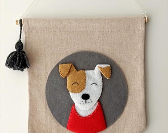 Jack Russel Terrier Wandbehang, Hunde Banner, Hundeliebhaber, Tierportrait
