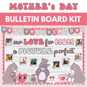 Mother's Day Bulletin Board Kit, April May Bulletin Board Ideas, Flower Classroom Door Decor, Mothers Day Decorations
