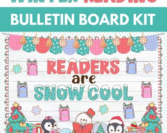 Winter Reading Bulletin Board Kit, Printable Library Decoration (Digital Download)