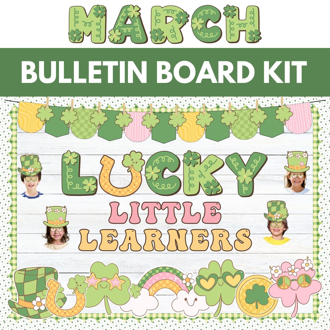 St Patricks Day Bulletin Board Kit, Retro Classroom Decor (digital ...