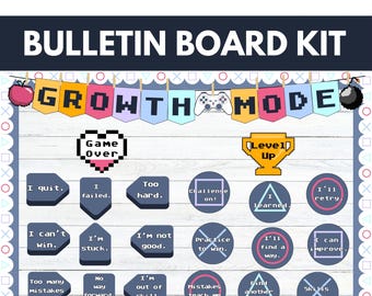 Growth Mindset Bulletin Board Kit, Gaming Theme, Retro Classroom Decor (Digital Download)