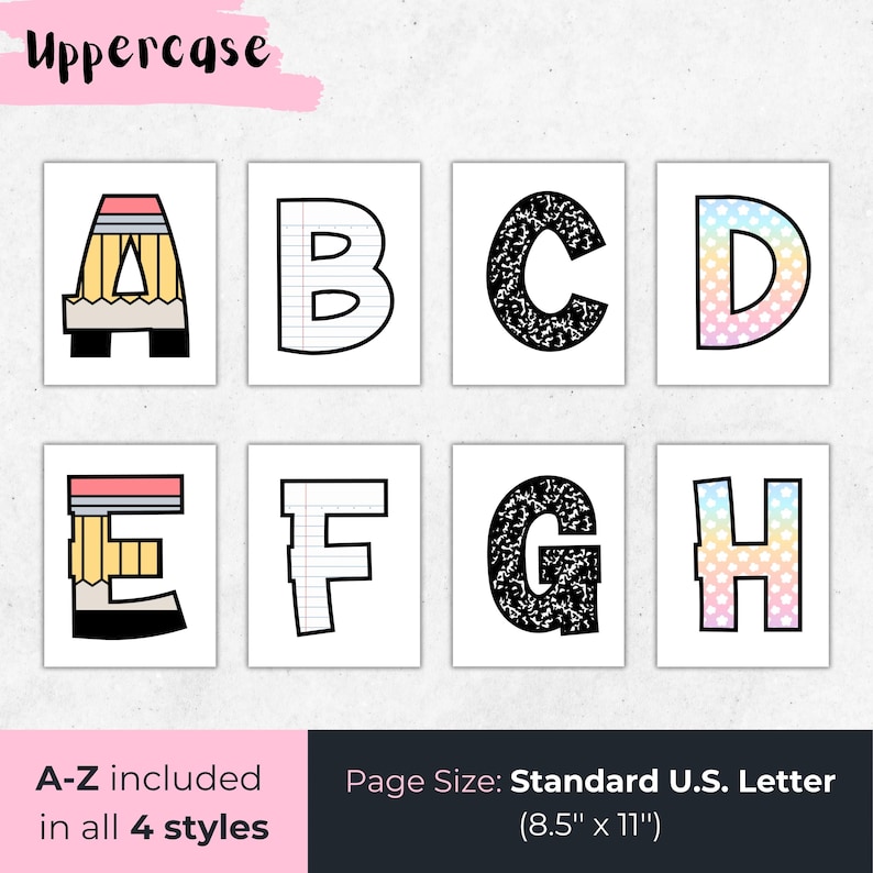 School Supply Buleltin Board Letters, Editable Bulletin Letters, Pastel ...