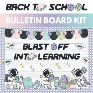 Back to School Bulletin Board Space Classroom Decor Retro August September Bulletin Board Kit Preschool Door Decoration for Classroom